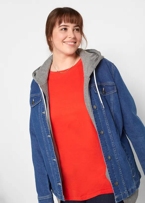 Lot de 5 T-shirts longs &agrave; col rond, manches longues, bonprix