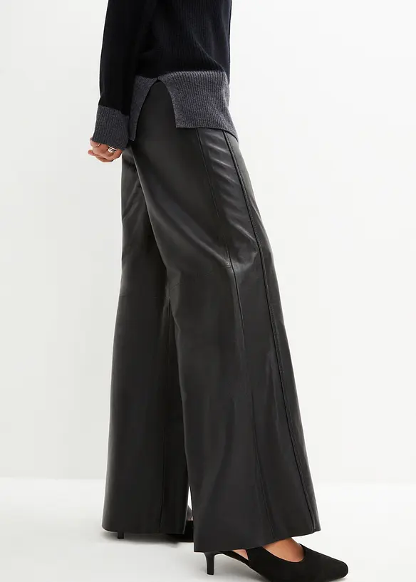 Pantalon large en cuir d’agneau nappa, bonprix