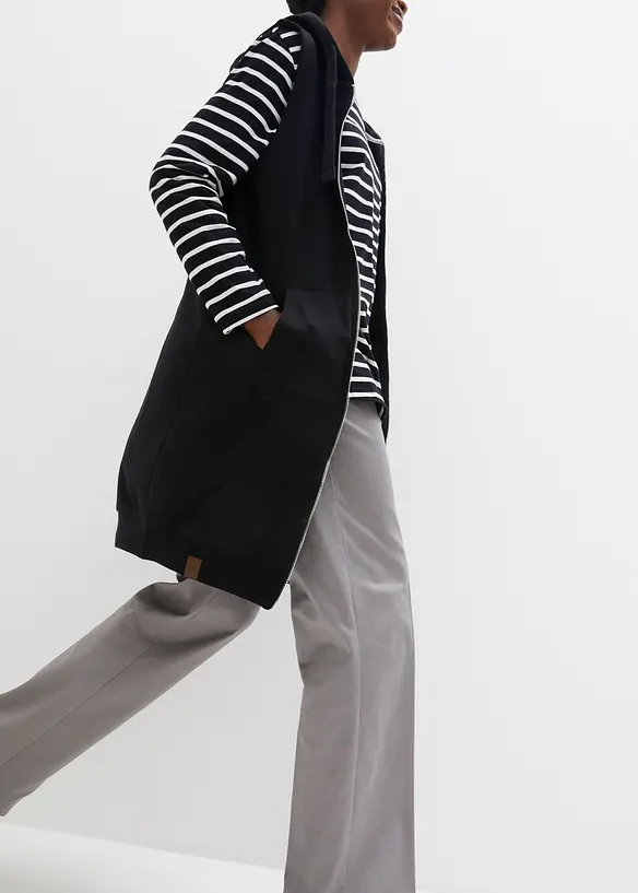 Long gilet sweat sans manches, bonprix