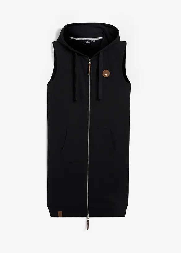 Long gilet sweat sans manches, bonprix