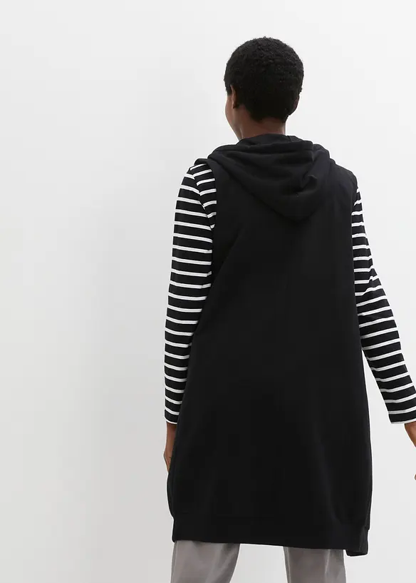 Long gilet sweat sans manches, bonprix