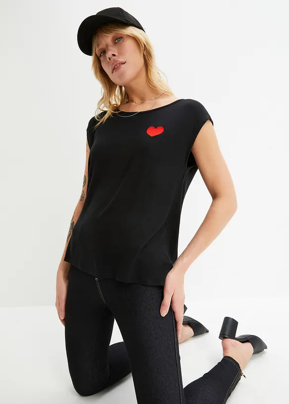 T-shirt plus long derrière en viscose fluide, bonprix