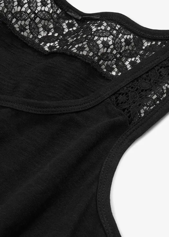 Robe en jersey coton avec dentelle, bonprix