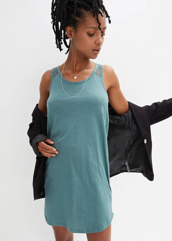 Robe en jersey coton avec dentelle, bonprix