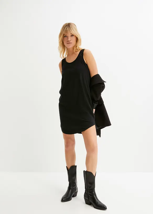 Robe en jersey coton avec dentelle, bonprix