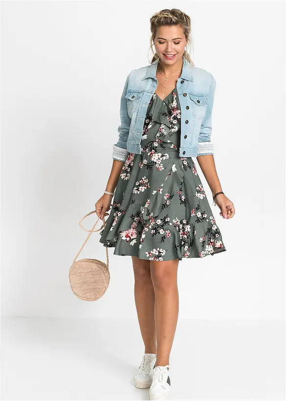 Robe à bretelles et volants, bonprix