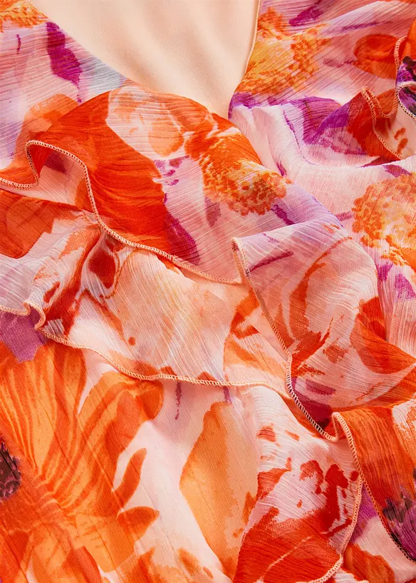 Robe en crêpe à volants, bonprix