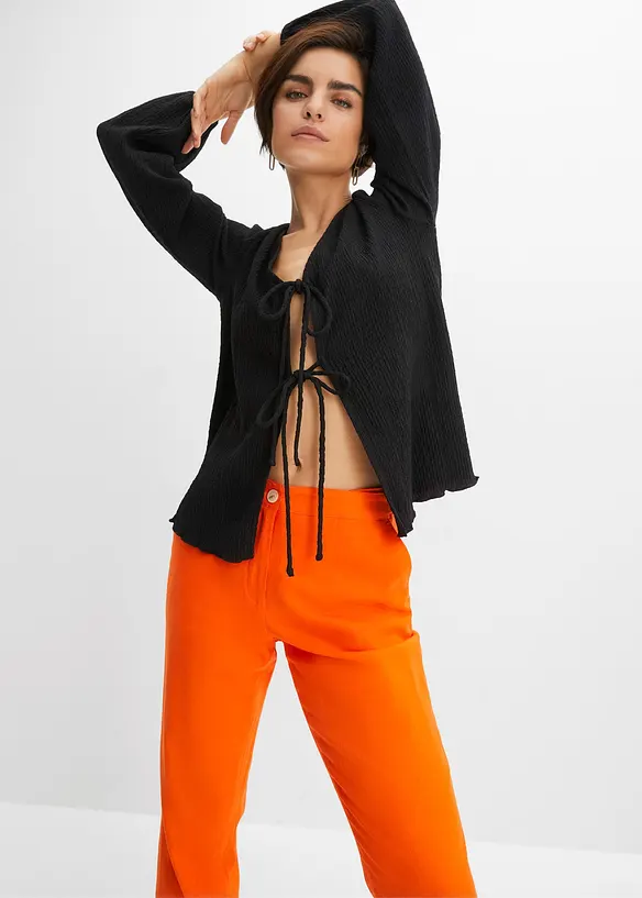 Pantalon taille haute en lin et viscose, bonprix