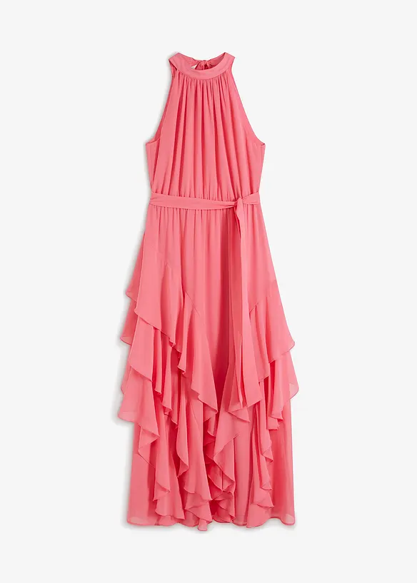 Robe volantée en crêpe, bonprix