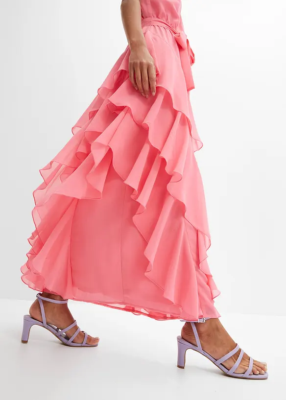 Robe volantée en crêpe, bonprix