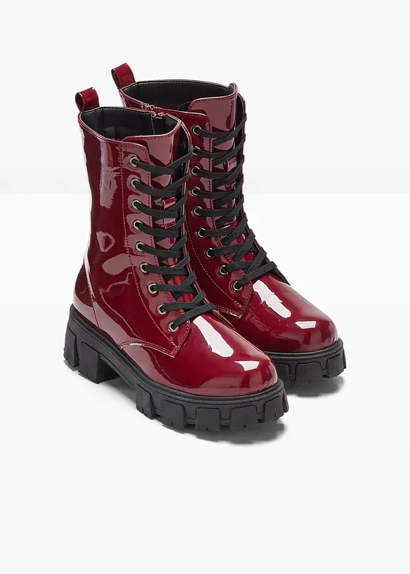 Boots à lacets vernies, bonprix