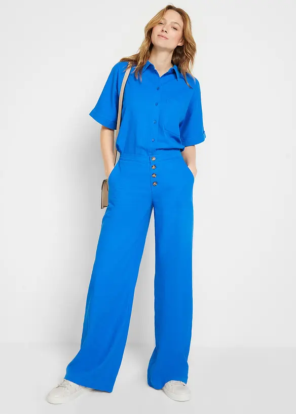 Pantalon palazzo en lin m&eacute;lang&eacute;, bonprix