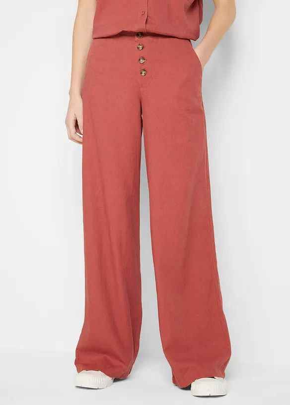 Pantalon palazzo en lin mélangé, bonprix