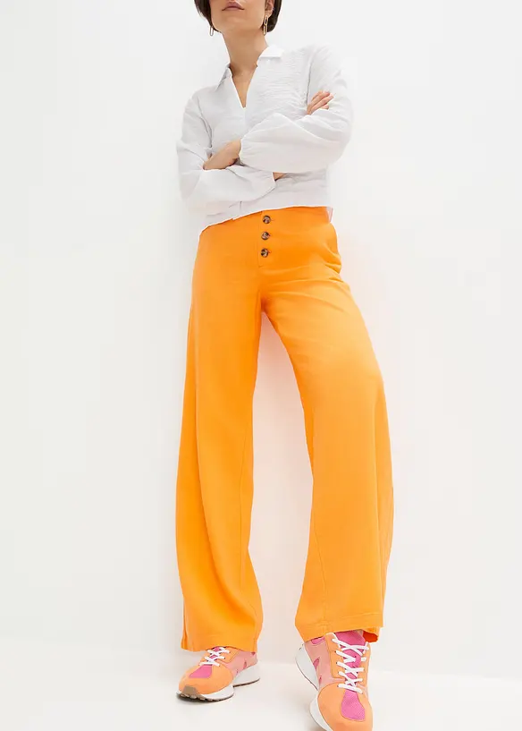 Pantalon palazzo en lin mélangé, bonprix