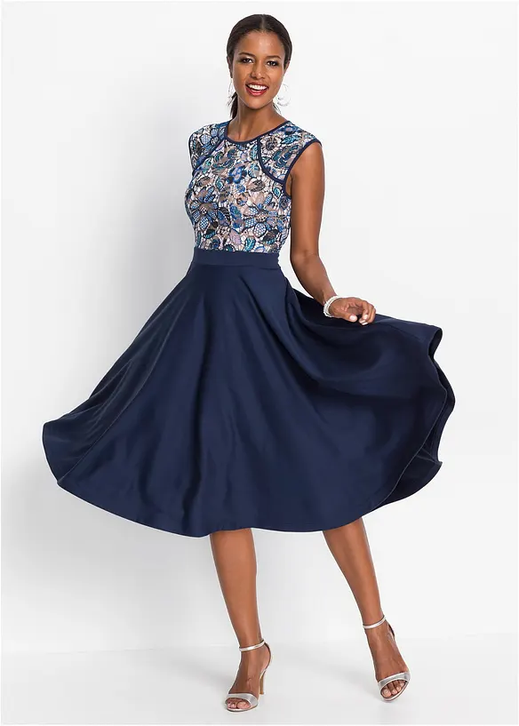 Robe midi avec dentelle, bonprix