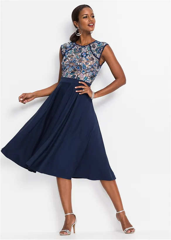 Robe midi avec dentelle, bonprix
