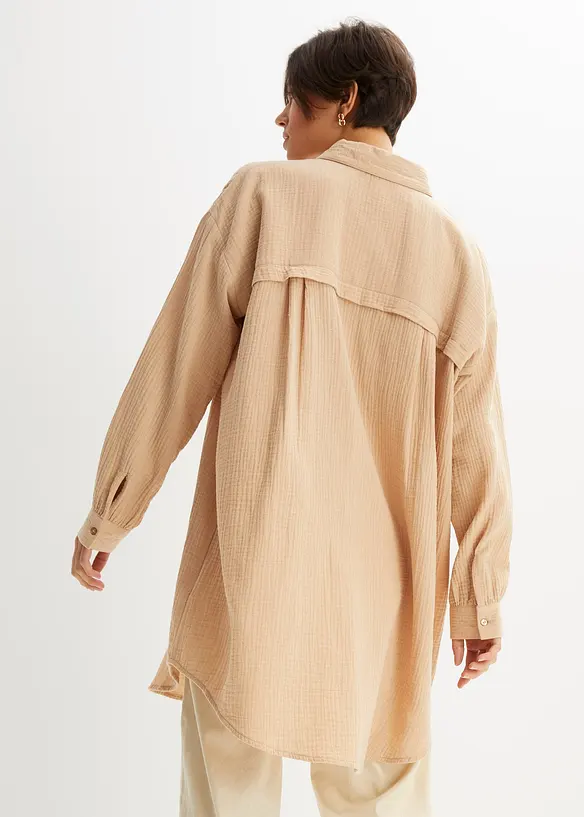 Chemisier long et ample en gaze de coton, bonprix