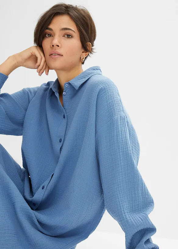 Chemisier long et ample en gaze de coton, bonprix