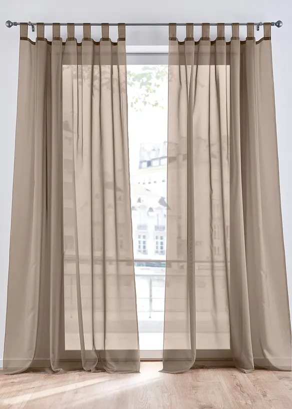 Lot de 2 voilages unis, bonprix