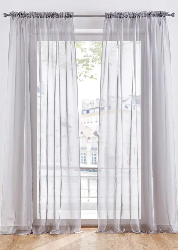 Lot de 2 voilages unis, bonprix