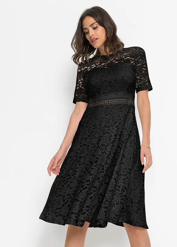 Robe en dentelle avec empiècement crochet, bonprix