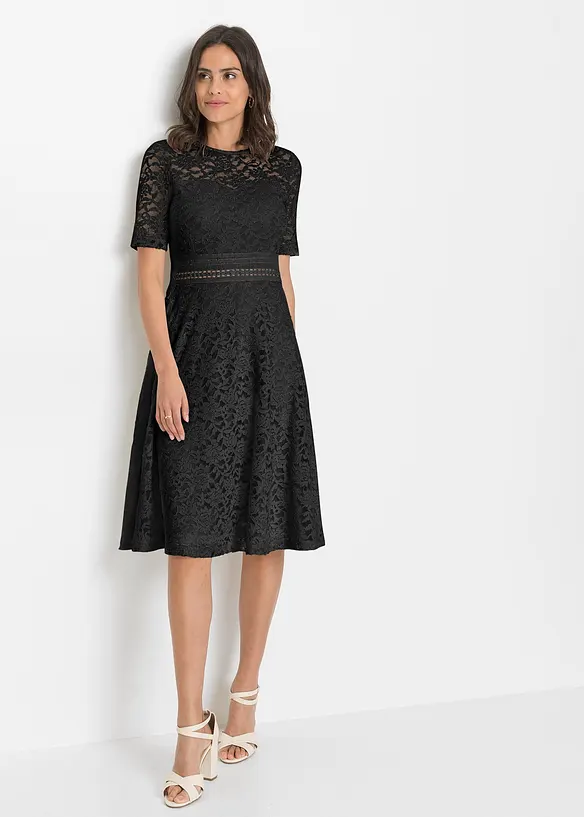 Robe en dentelle avec empiècement crochet, bonprix