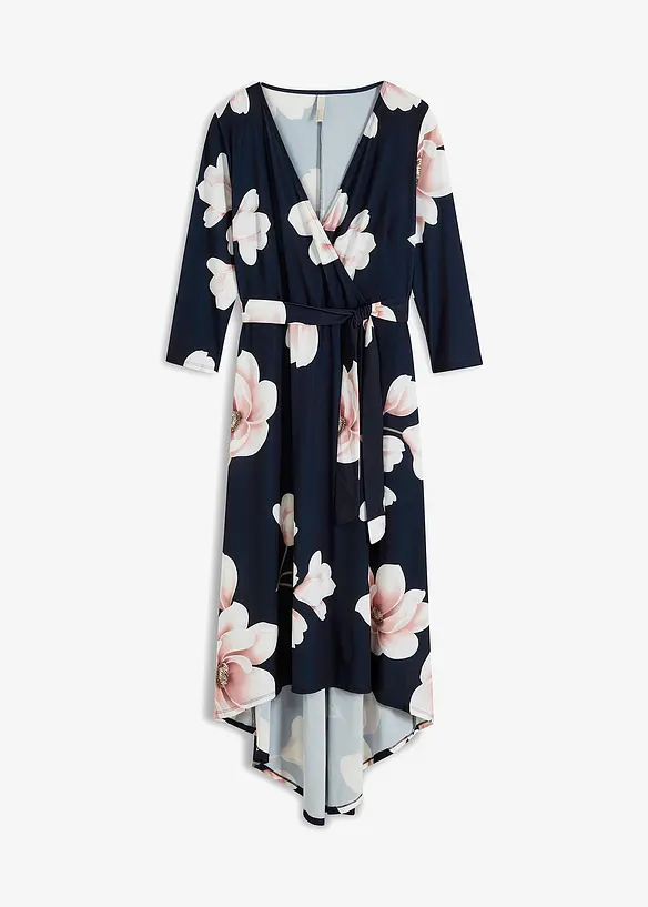 Robe longue derrière en jersey avec ceinture à nouer, bonprix