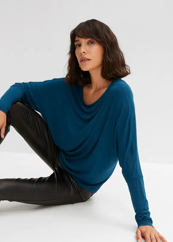 T-shirt manches longues en viscose douce et extensible, bonprix