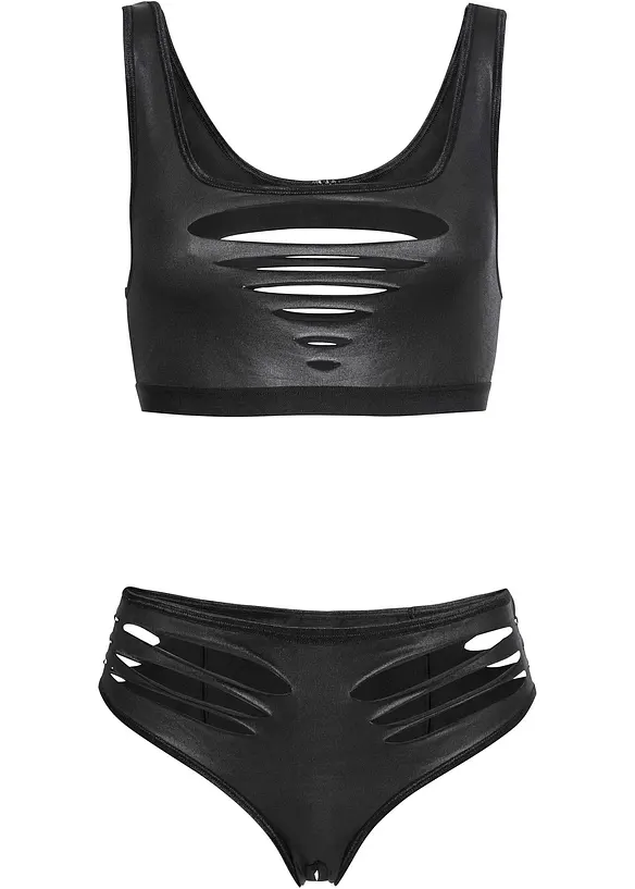 Brassière + slip ouvert effet mouillé (ens. 2 pces), bonprix