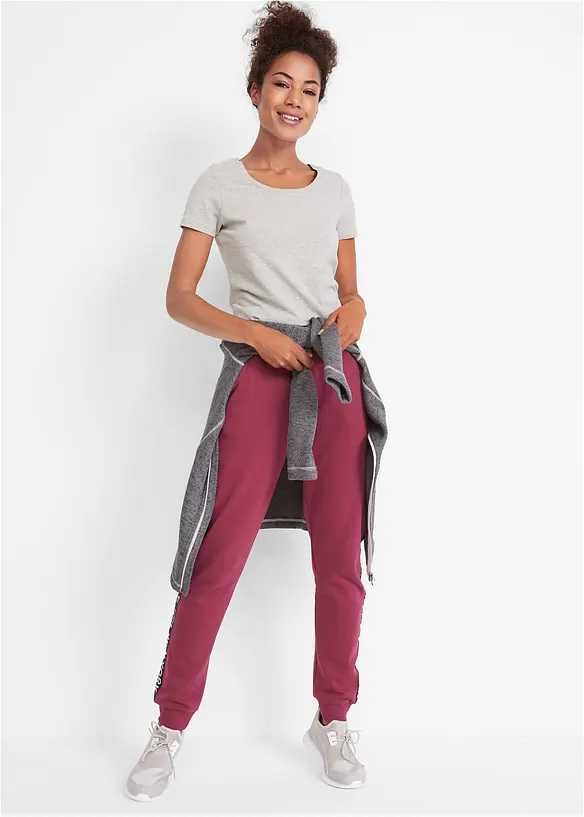 Pantalon de jogging avec finitions bord-c&ocirc;tes et imprim&eacute;, bonprix
