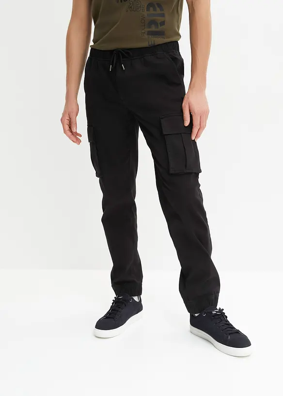 Pantalon droit loose à poches cargo et taille élastiquée, bonprix