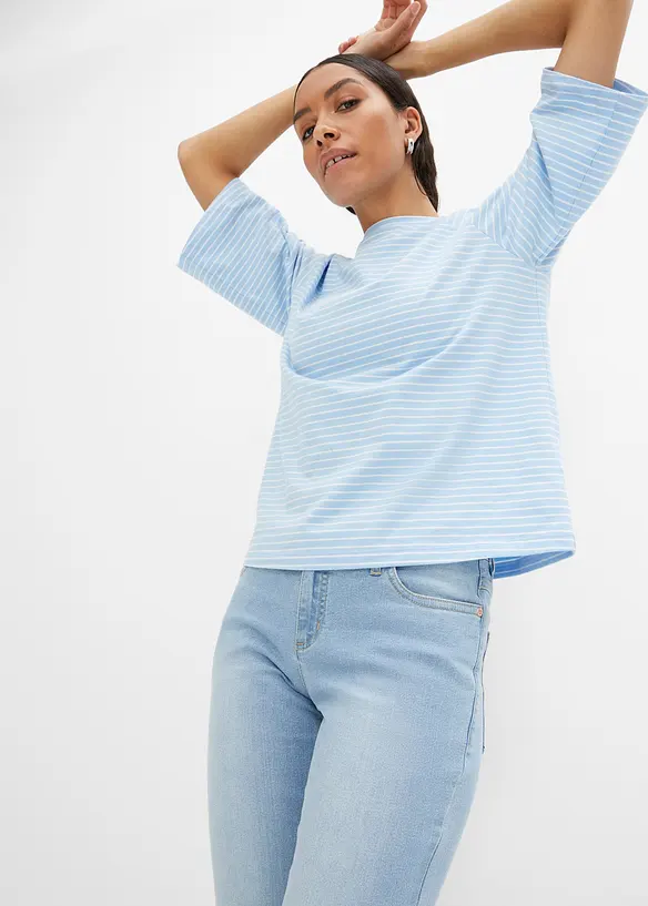 Jean droit taille mi-haute, extensible, bonprix