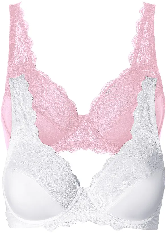 Lot de 2 soutiens-gorge à armatures et dentelle, bonprix