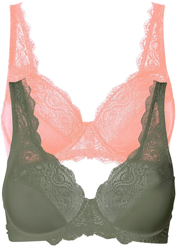 Lot de 2 soutiens-gorge &agrave; armatures et dentelle, bonprix