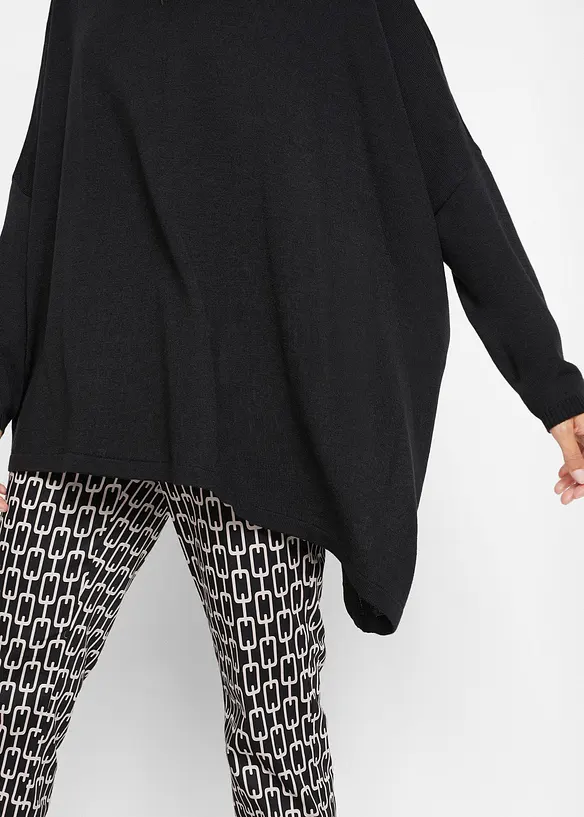 Pull-poncho asymétrique à col roulé, bonprix