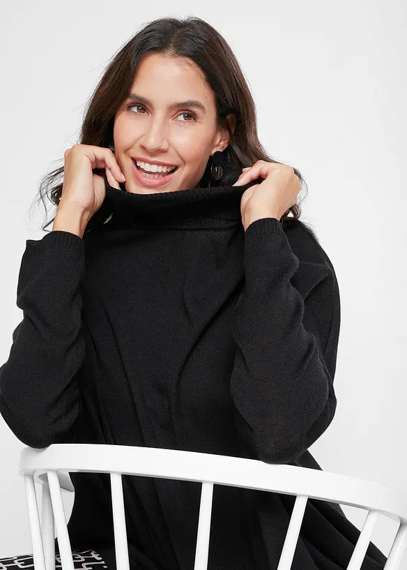 Pull-poncho asymétrique à col roulé, bonprix