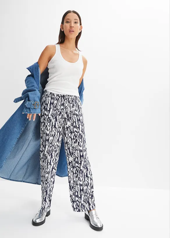 Pantalon taille élastiquée en viscose fluide, bonprix