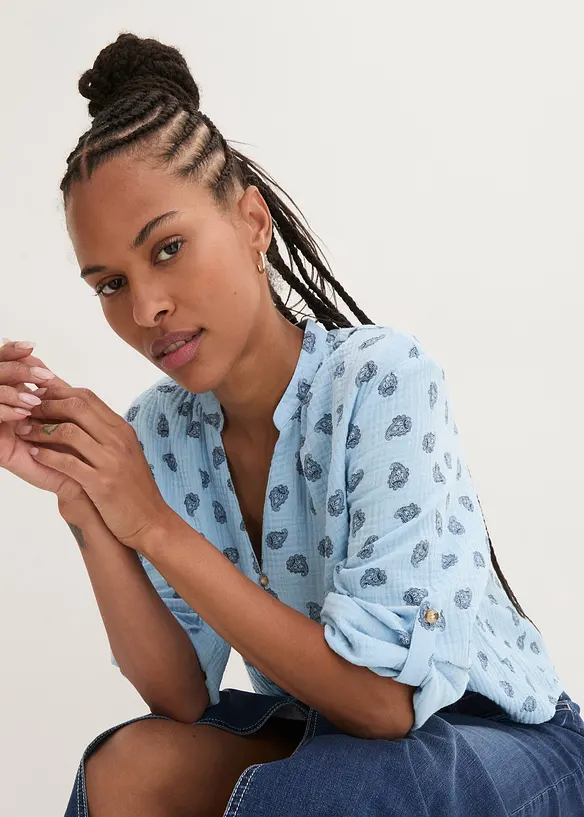 Blouse oversize en gaze de coton l&eacute;g&egrave;re, bonprix