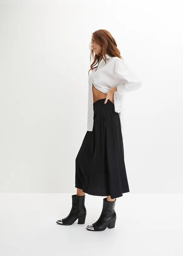 Jupe midi à taille élastiquée, bonprix