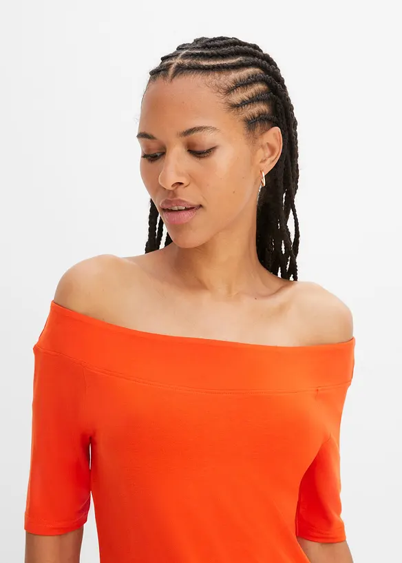 T-shirt encolure Bardot en viscose extensible, bonprix