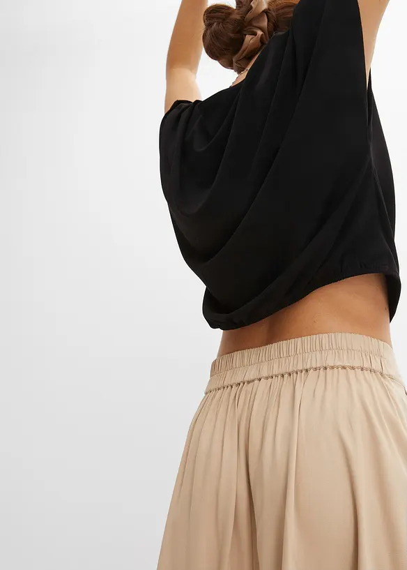 Jupe midi à taille élastiquée, bonprix