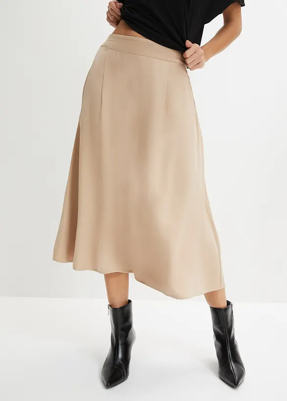 Jupe midi à taille élastiquée, bonprix