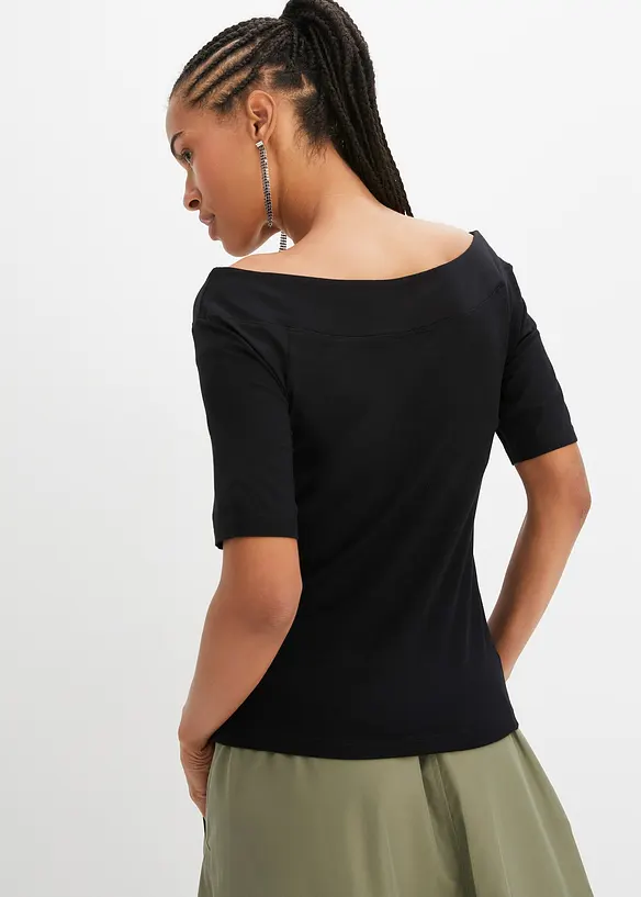 T-shirt encolure Bardot en viscose extensible, bonprix