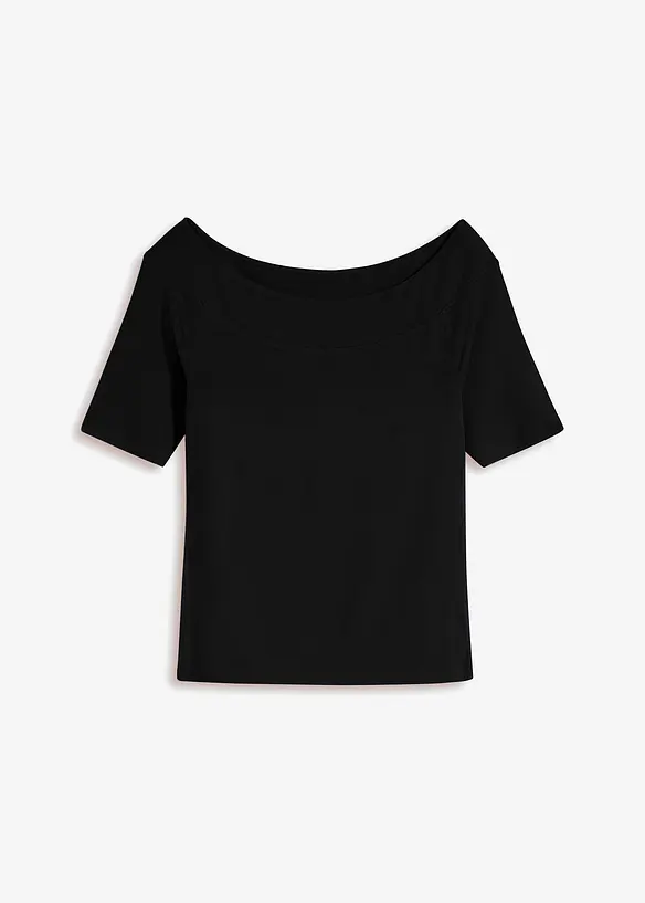 T-shirt encolure Bardot en viscose extensible, bonprix