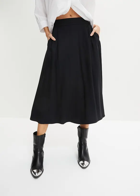 Jupe midi à taille élastiquée, bonprix