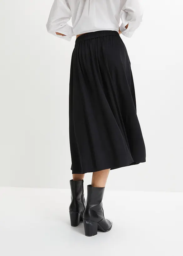 Jupe midi à taille élastiquée, bonprix