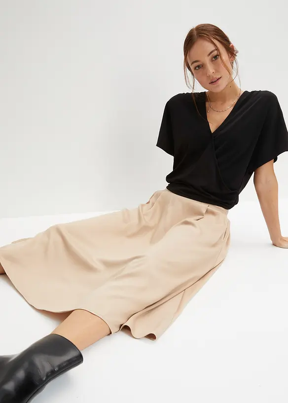 Jupe midi à taille élastiquée, bonprix