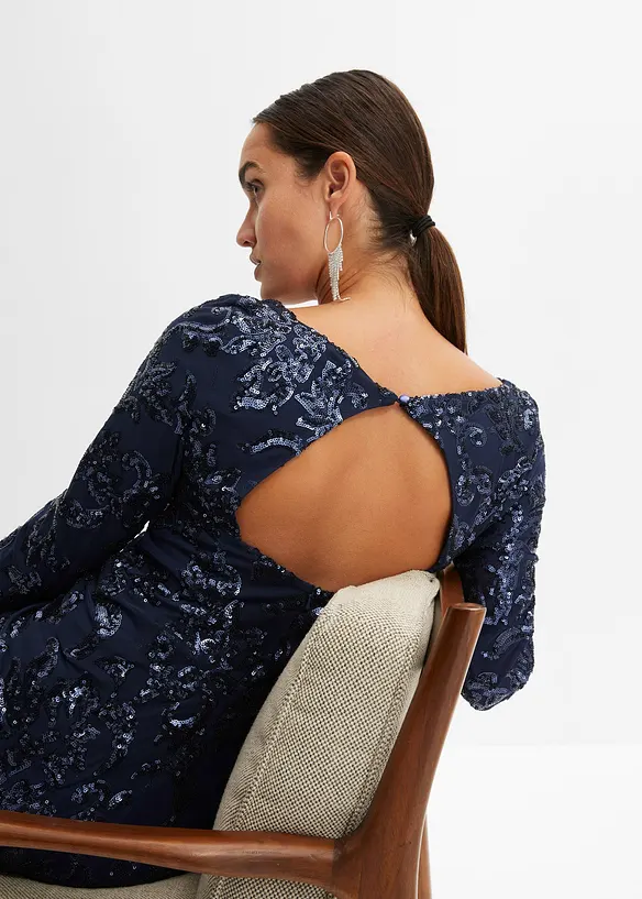 Robe à sequins avec découpe dos, bonprix
