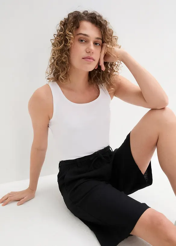 Bermuda décontracté en lin majoritaire, bonprix