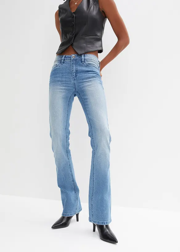 Jean flare taille mi-haute, extensible, bonprix